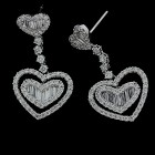 2.75Cts Round and Baguette Cut Diamond Heart Earrings